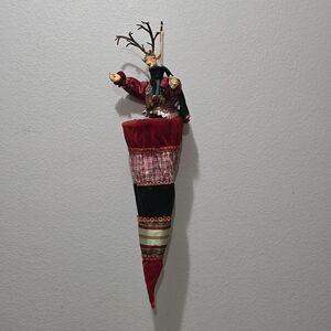 Rare Vintage Mark Roberts Deer Reindeer Stocking 55" Christmas Decor Round Top,